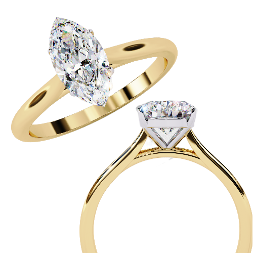 Marquise Cut Moissanite Solitaire Engagement Ring – Minimalist Design – 925 Silver / 10K, 14K, 18K Gold / Platinum | Finora Jewelry
