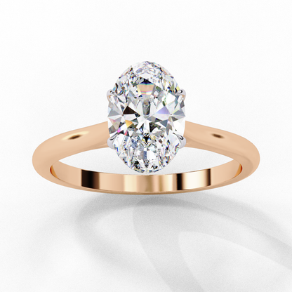 Oval Cut Moissanite Solitaire Ring – Classic Engagement Ring for Her – 925 Silver / 10K, 14K, 18K Gold / Platinum | Finora Jewelry