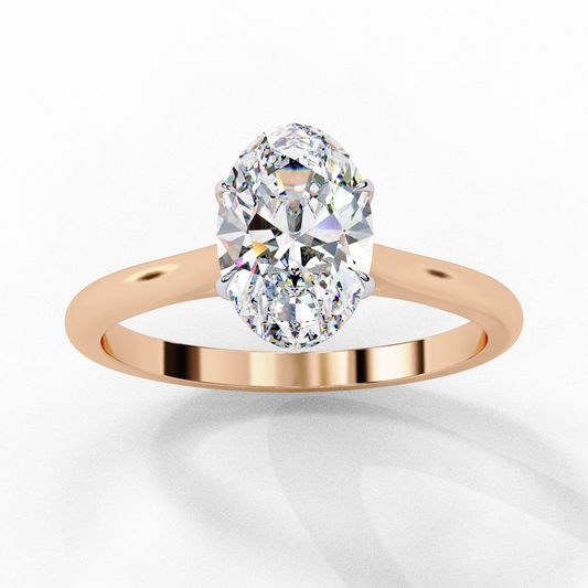 Oval Cut Moissanite Solitaire Ring – Classic Engagement Ring for Her – 925 Silver / 10K, 14K, 18K Gold / Platinum | Finora Jewelry