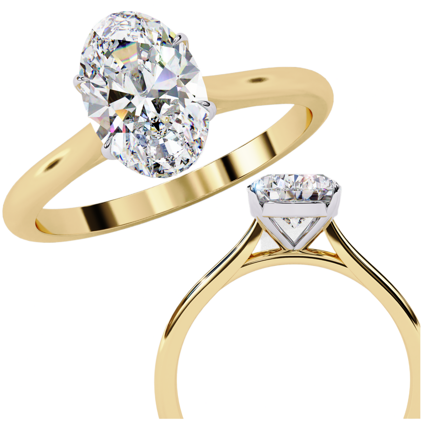 oval cut moissanite solitaire ring – classic engagement ring for her – 925 silver / 10k, 14k, 18k gold / platinum | finora jewelry