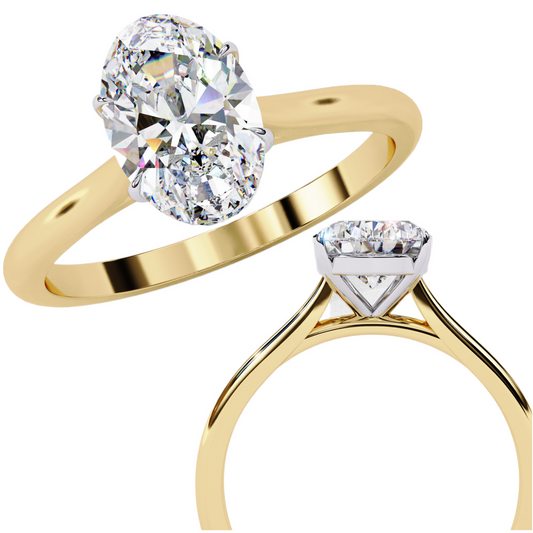 Oval Cut Moissanite Solitaire Ring – Classic Engagement Ring for Her – 925 Silver / 10K, 14K, 18K Gold / Platinum | Finora Jewelry
