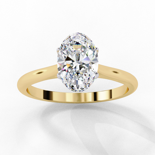 Oval Cut Moissanite Solitaire Ring – Classic Engagement Ring for Her – 925 Silver / 10K, 14K, 18K Gold / Platinum | Finora Jewelry