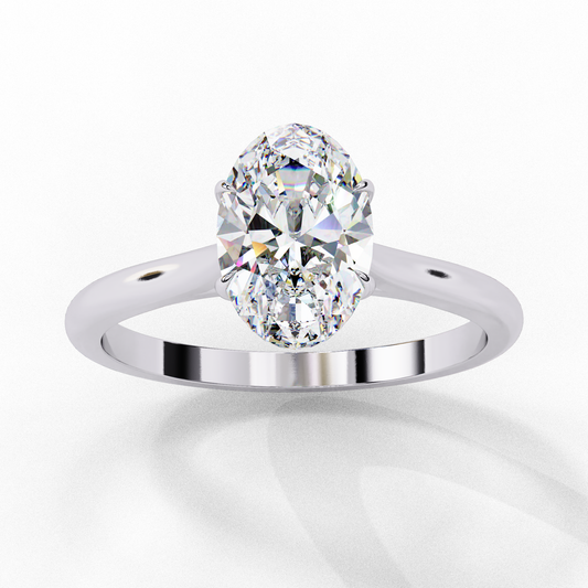 Oval Cut Moissanite Solitaire Ring – Classic Engagement Ring for Her – 925 Silver / 10K, 14K, 18K Gold / Platinum | Finora Jewelry