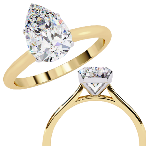 Pear Cut Moissanite Solitaire Engagement Ring – Teardrop Promise Ring for Her – 925 Silver / 10K & 14K Gold / Rose, Yellow, White Gold / Platinum | Finora Jewelry