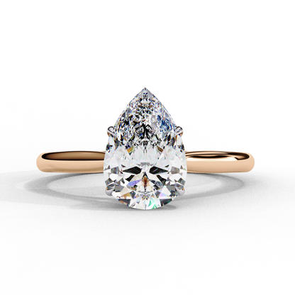 Pear Cut Moissanite Solitaire Engagement Ring – Teardrop Promise Ring for Her – 925 Silver / 10K & 14K Gold / Rose, Yellow, White Gold / Platinum | Finora Jewelry