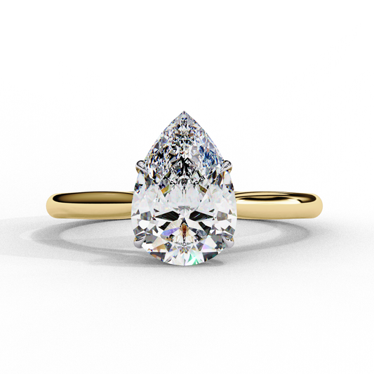 Pear Cut Moissanite Solitaire Engagement Ring – Teardrop Promise Ring for Her – 925 Silver / 10K & 14K Gold / Rose, Yellow, White Gold / Platinum | Finora Jewelry