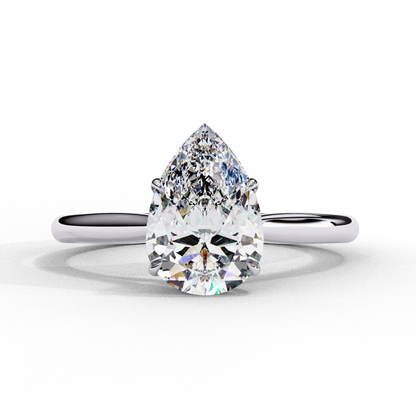 Pear Cut Moissanite Solitaire Engagement Ring – Teardrop Promise Ring for Her – 925 Silver / 10K & 14K Gold / Rose, Yellow, White Gold / Platinum | Finora Jewelry