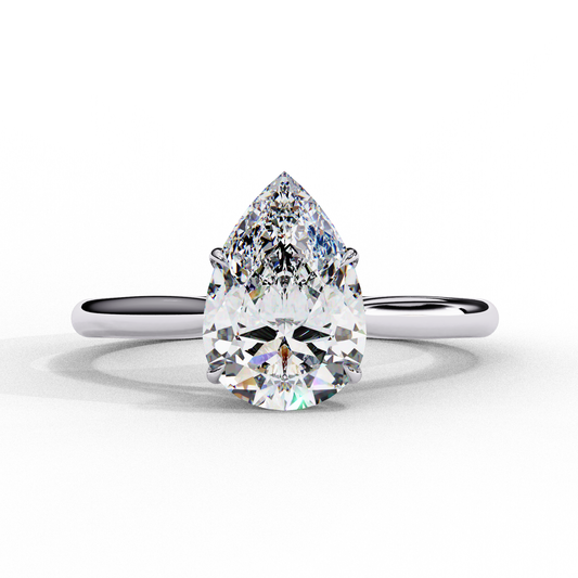 Pear Cut Moissanite Solitaire Engagement Ring – Teardrop Promise Ring for Her – 925 Silver / 10K & 14K Gold / Rose, Yellow, White Gold / Platinum | Finora Jewelry