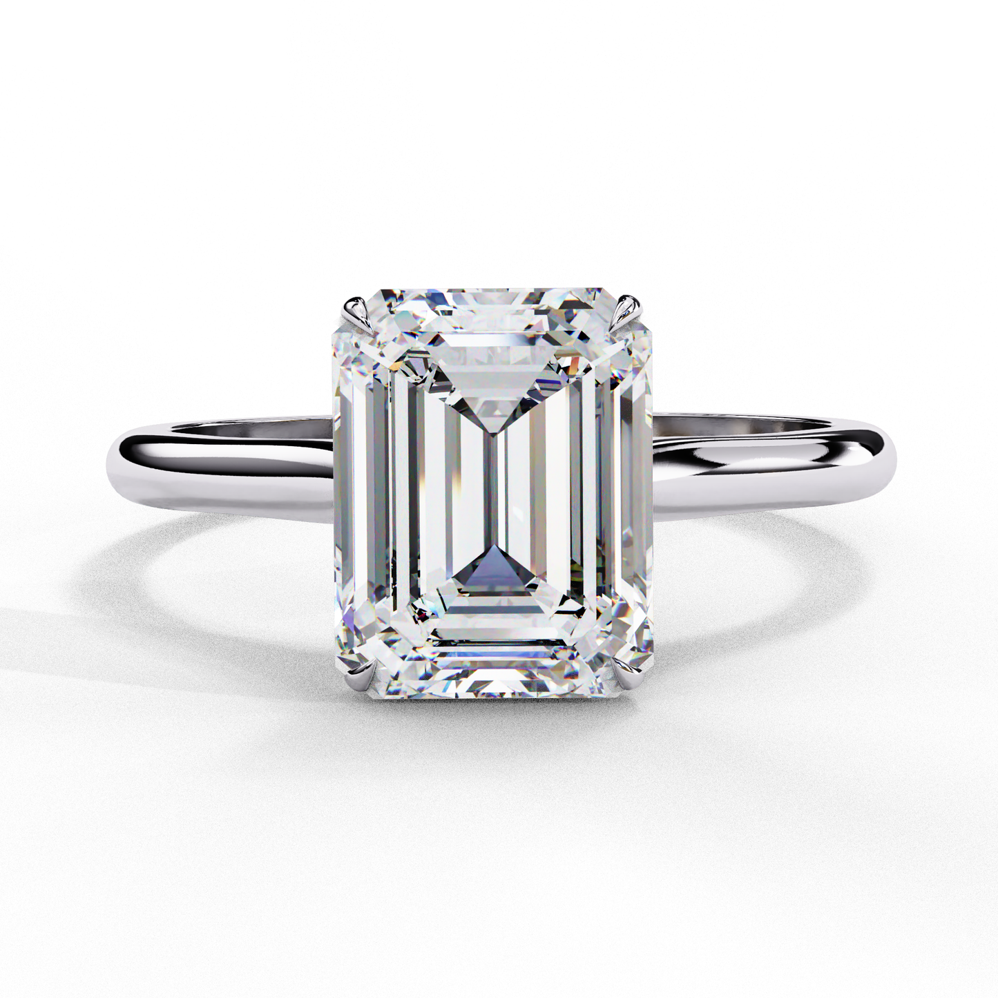 emerald cut moissanite solitaire engagement ring – modern classic for her – 925 silver / 10k & 14k gold / rose, yellow, white gold / platinum | finora jewelry