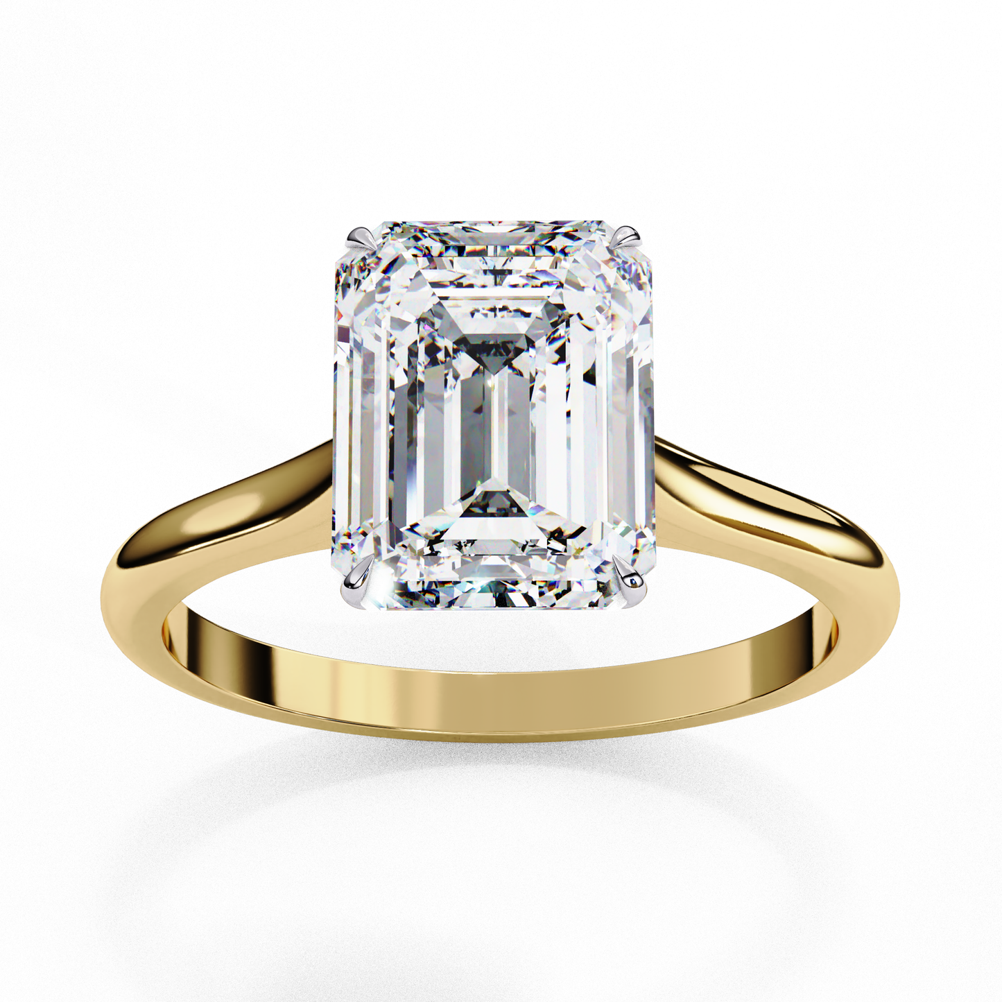 emerald cut moissanite solitaire engagement ring – modern classic for her – 925 silver / 10k & 14k gold / rose, yellow, white gold / platinum | finora jewelry