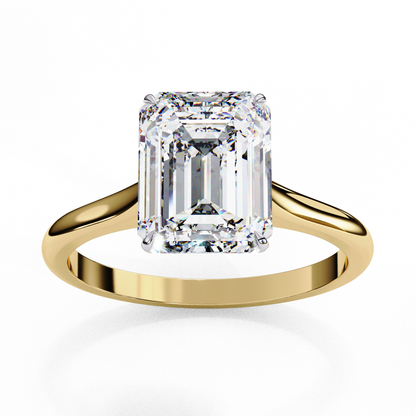 Emerald Cut Moissanite Solitaire Engagement Ring – Modern Classic for Her – 925 Silver / 10K & 14K Gold / Rose, Yellow, White Gold / Platinum | Finora Jewelry