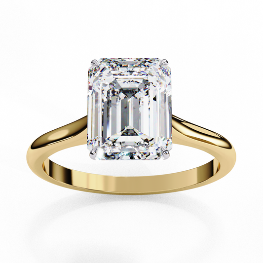 Emerald Cut Moissanite Solitaire Engagement Ring – Modern Classic for Her – 925 Silver / 10K & 14K Gold / Rose, Yellow, White Gold / Platinum | Finora Jewelry