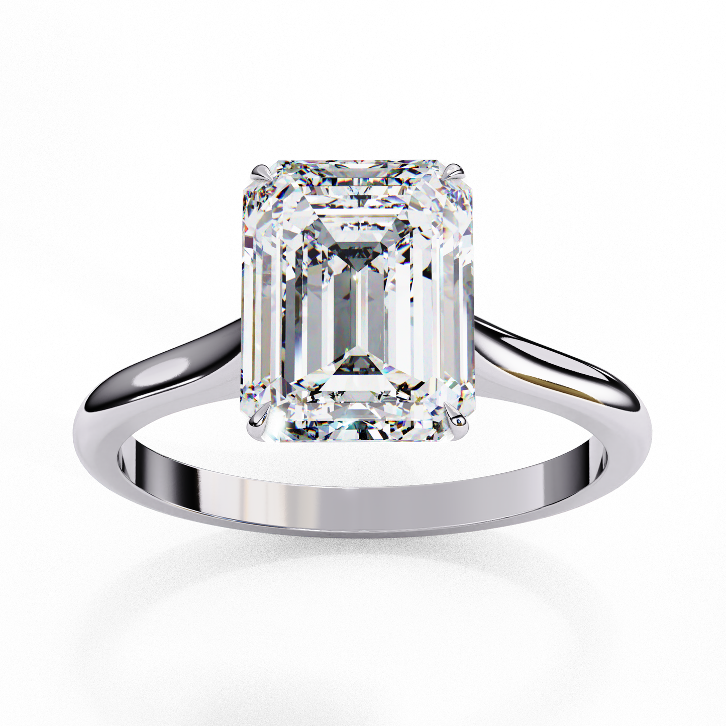 emerald cut moissanite solitaire engagement ring – modern classic for her – 925 silver / 10k & 14k gold / rose, yellow, white gold / platinum | finora jewelry