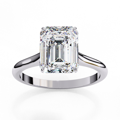 Emerald Cut Moissanite Solitaire Engagement Ring – Modern Classic for Her – 925 Silver / 10K & 14K Gold / Rose, Yellow, White Gold / Platinum | Finora Jewelry
