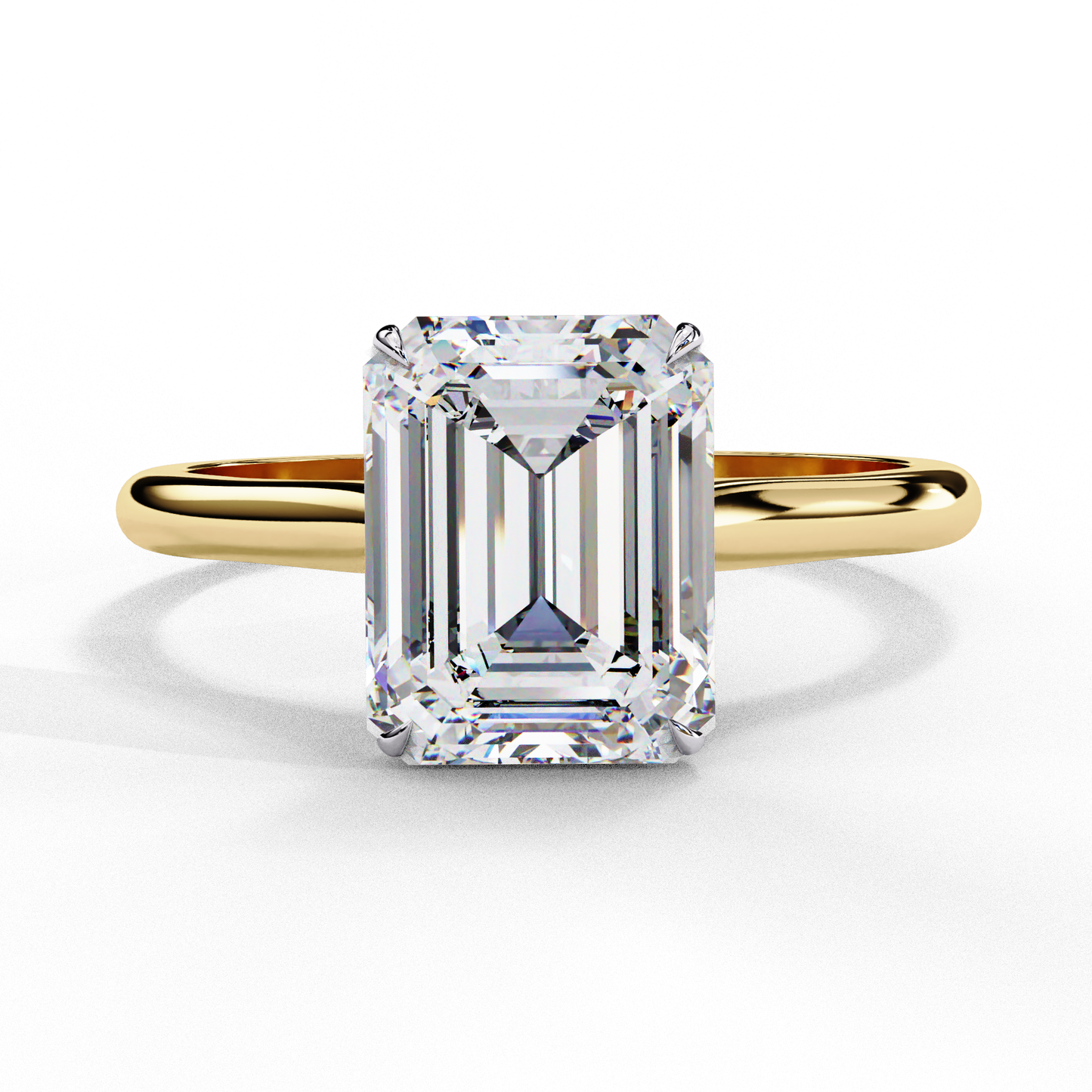 emerald cut moissanite solitaire engagement ring – modern classic for her – 925 silver / 10k & 14k gold / rose, yellow, white gold / platinum | finora jewelry