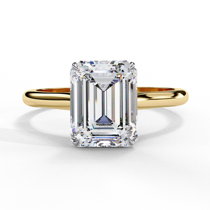 Emerald Cut Moissanite Solitaire Engagement Ring – Modern Classic for Her – 925 Silver / 10K & 14K Gold / Rose, Yellow, White Gold / Platinum | Finora Jewelry