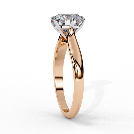 Round Brilliant Cut Moissanite Solitaire Engagement Ring – Classic Ring in 925 Silver, 10K & 14K White, Yellow, Rose Gold, or Platinum | Finora Jewelry