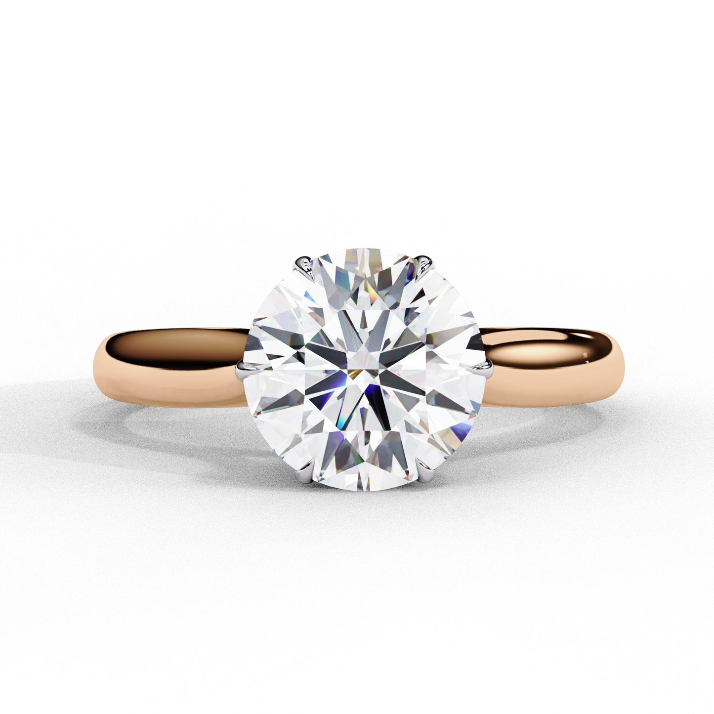 round brilliant cut moissanite solitaire engagement ring – classic ring in 925 silver, 10k & 14k white, yellow, rose gold, or platinum | finora jewelry