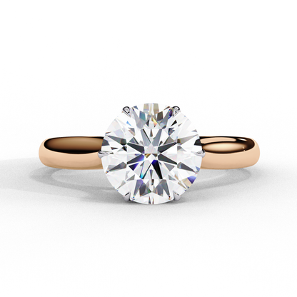 Round Brilliant Cut Moissanite Solitaire Engagement Ring – Classic Ring in 925 Silver, 10K & 14K White, Yellow, Rose Gold, or Platinum | Finora Jewelry