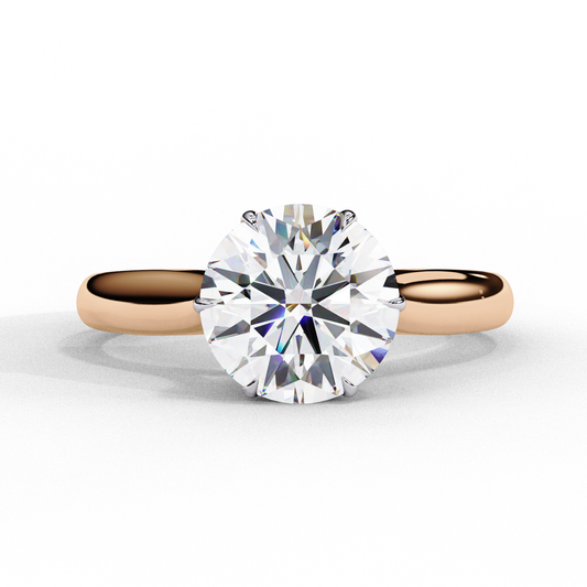 Round Brilliant Cut Moissanite Solitaire Engagement Ring – Classic Ring in 925 Silver, 10K & 14K White, Yellow, Rose Gold, or Platinum | Finora Jewelry