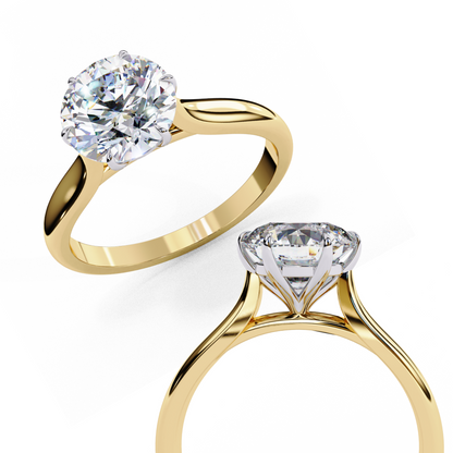 Round Brilliant Cut Moissanite Solitaire Engagement Ring – Classic Ring in 925 Silver, 10K & 14K White, Yellow, Rose Gold, or Platinum | Finora Jewelry