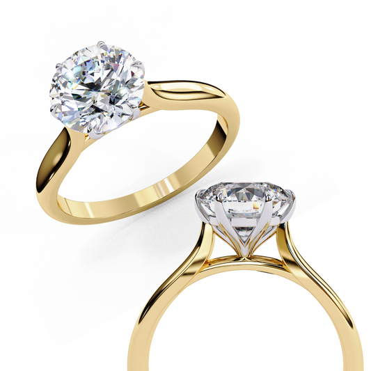 Round Brilliant Cut Moissanite Solitaire Engagement Ring – Classic Ring in 925 Silver, 10K & 14K White, Yellow, Rose Gold, or Platinum | Finora Jewelry