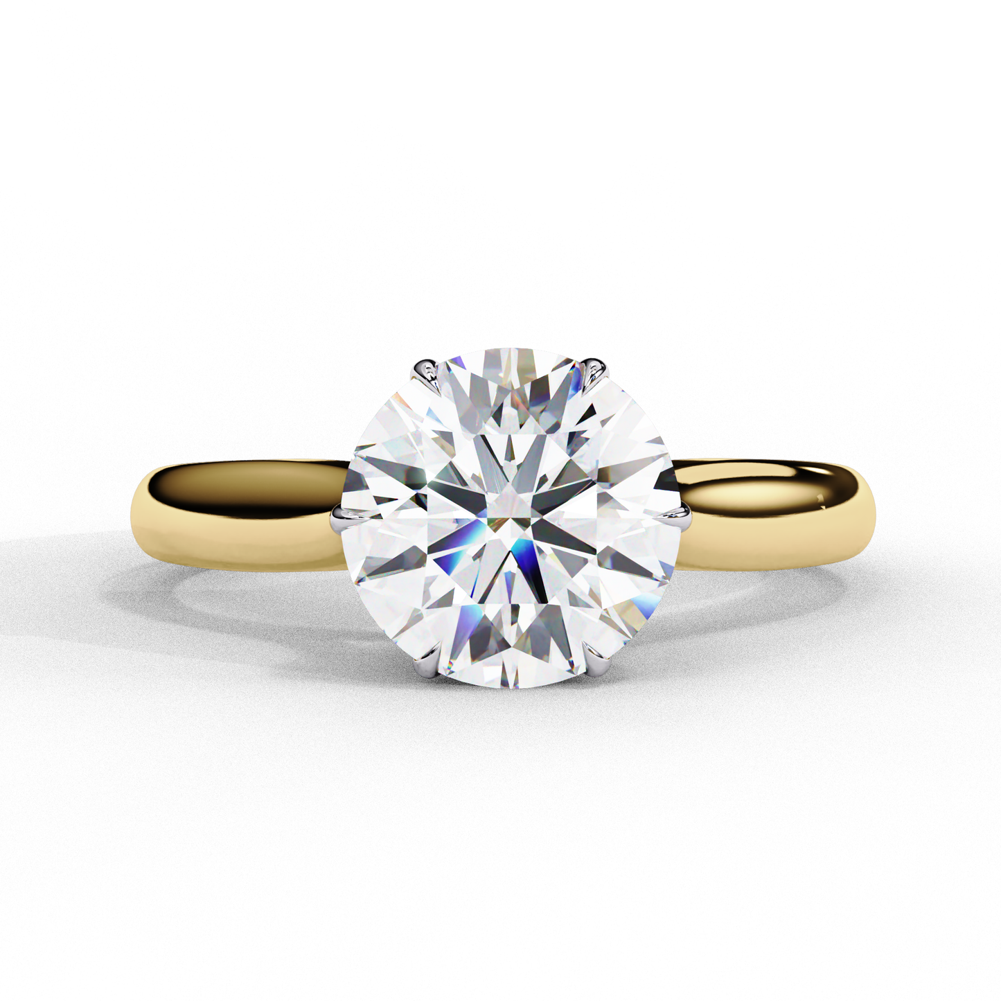 round brilliant cut moissanite solitaire engagement ring – classic ring in 925 silver, 10k & 14k white, yellow, rose gold, or platinum | finora jewelry