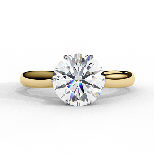 Round Brilliant Cut Moissanite Solitaire Engagement Ring – Classic Ring in 925 Silver, 10K & 14K White, Yellow, Rose Gold, or Platinum | Finora Jewelry