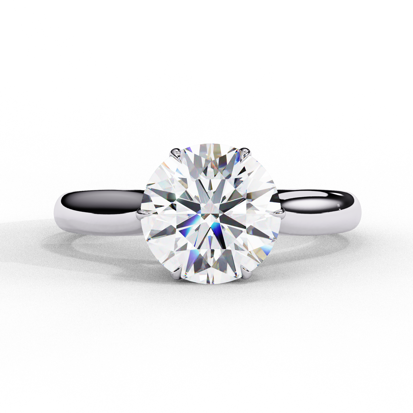 round brilliant cut moissanite solitaire engagement ring – classic ring in 925 silver, 10k & 14k white, yellow, rose gold, or platinum | finora jewelry