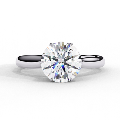 Round Brilliant Cut Moissanite Solitaire Engagement Ring – Classic Ring in 925 Silver, 10K & 14K White, Yellow, Rose Gold, or Platinum | Finora Jewelry