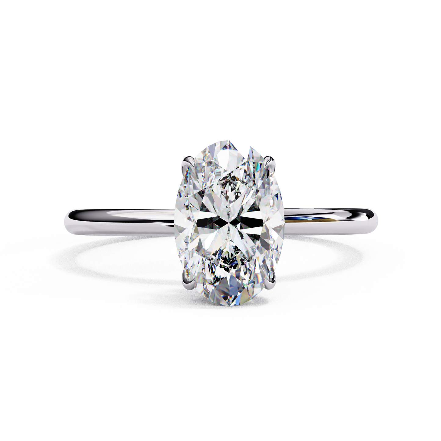 oval moissanite solitaire engagement ring – classic 4-prong setting in silver, 10k & 14k gold, or platinum | finora jewelry