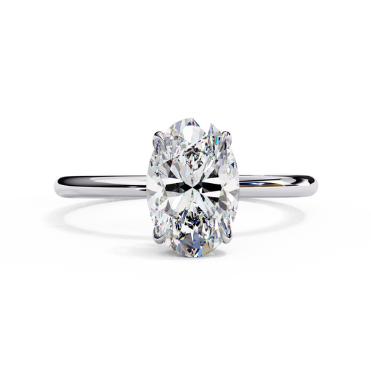 Oval Moissanite Solitaire Engagement Ring – Classic 4-Prong Setting in Silver, 10K & 14K Gold, or Platinum | Finora Jewelry