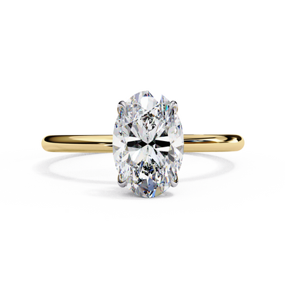 Oval Moissanite Solitaire Engagement Ring – Classic 4-Prong Setting in Silver, 10K & 14K Gold, or Platinum | Finora Jewelry