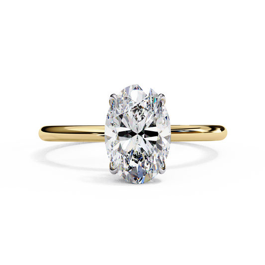 Oval Moissanite Solitaire Engagement Ring – Classic 4-Prong Setting in Silver, 10K & 14K Gold, or Platinum | Finora Jewelry