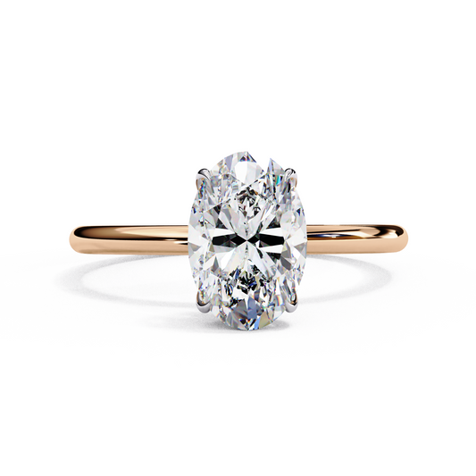 Oval Moissanite Solitaire Engagement Ring – Classic 4-Prong Setting in Silver, 10K & 14K Gold, or Platinum | Finora Jewelry