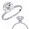 Round Brilliant Moissanite Engagement Ring with Pavé Diamond Band – Classic Four-Prong Solitaire in White, Yellow, or Rose Gold | Finora Jewelry