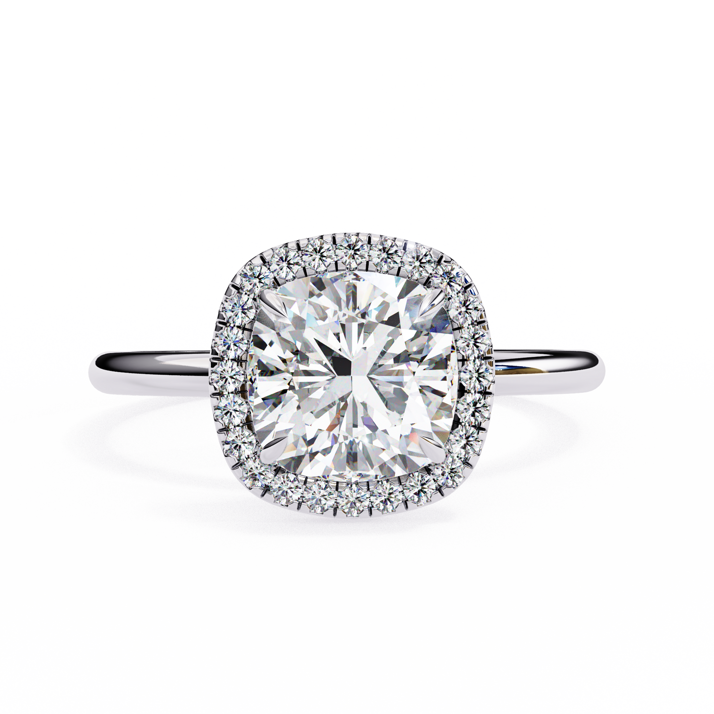 cushion cut halo moissanite engagement ring with pavé diamonds – elegant cushion halo in white, yellow, or rose gold | finora jewelry