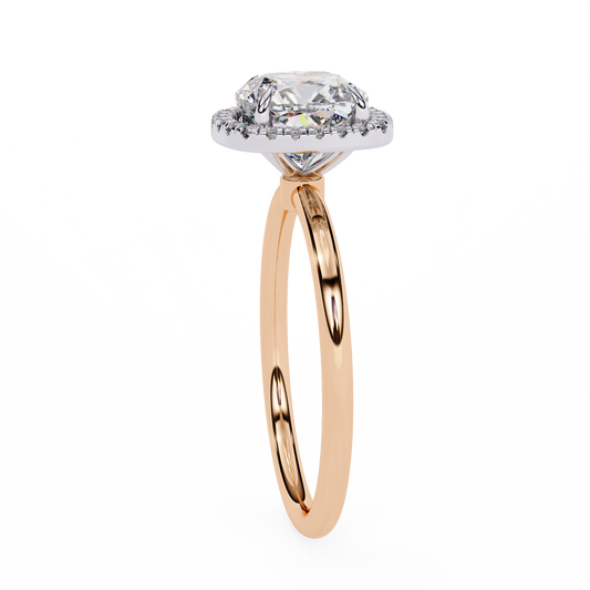 Cushion Cut Halo Moissanite Engagement Ring with Pavé Diamonds – Elegant Cushion Halo in White, Yellow, or Rose Gold | Finora Jewelry