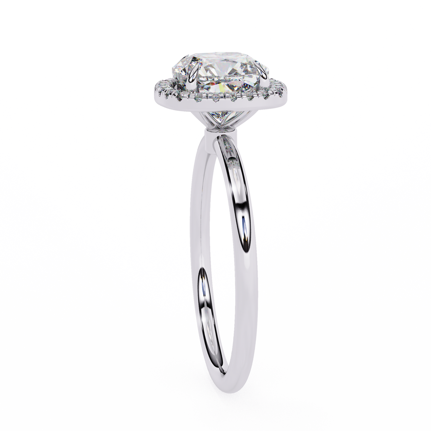 cushion cut halo moissanite engagement ring with pavé diamonds – elegant cushion halo in white, yellow, or rose gold | finora jewelry