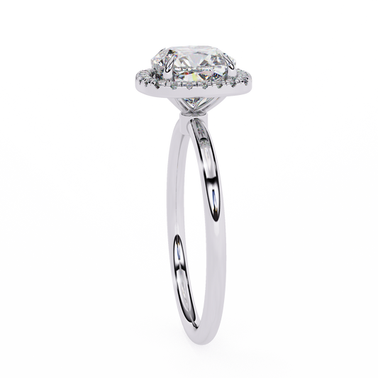Cushion Cut Halo Moissanite Engagement Ring with Pavé Diamonds – Elegant Cushion Halo in White, Yellow, or Rose Gold | Finora Jewelry