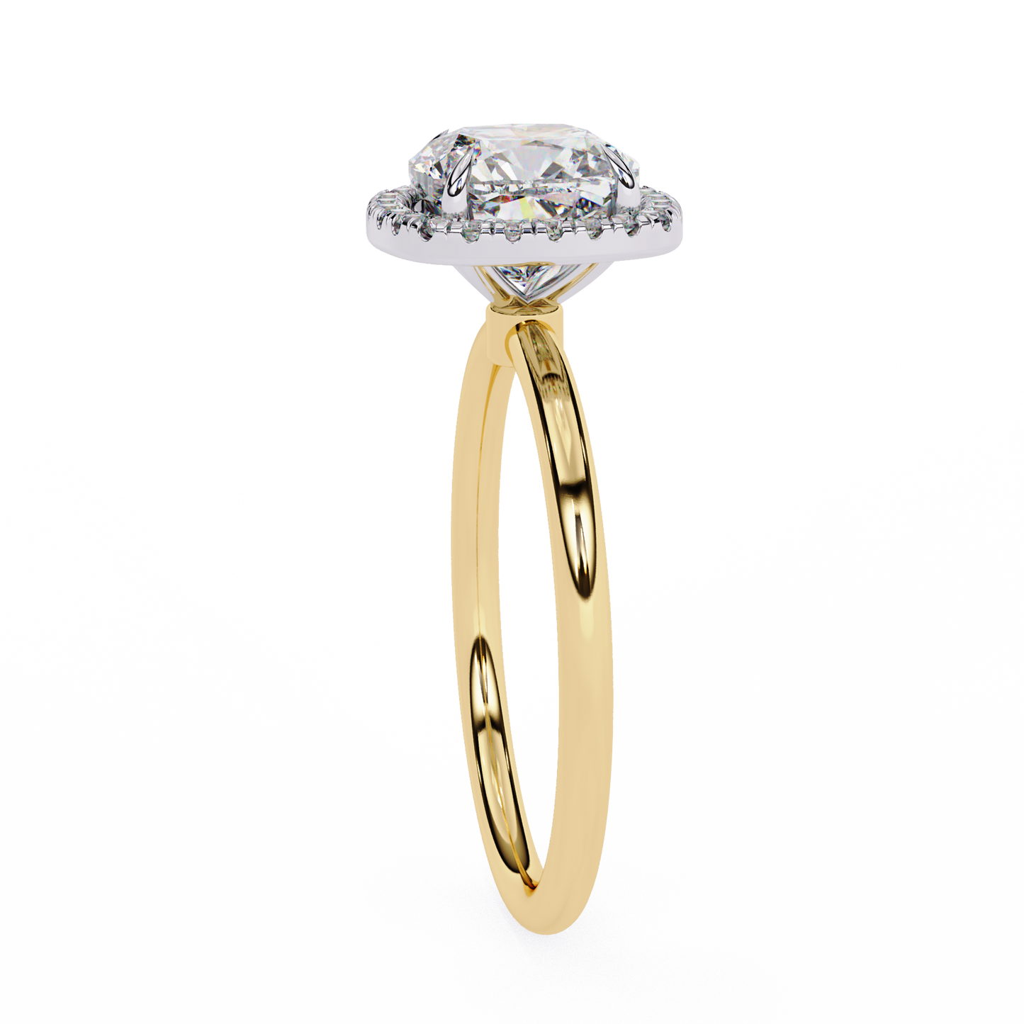 cushion cut halo moissanite engagement ring with pavé diamonds – elegant cushion halo in white, yellow, or rose gold | finora jewelry
