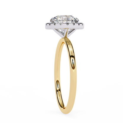 Round Halo Moissanite Engagement Ring with Pavé Accent Diamonds – Timeless Round Cut Sparkle | Finora Jewelry