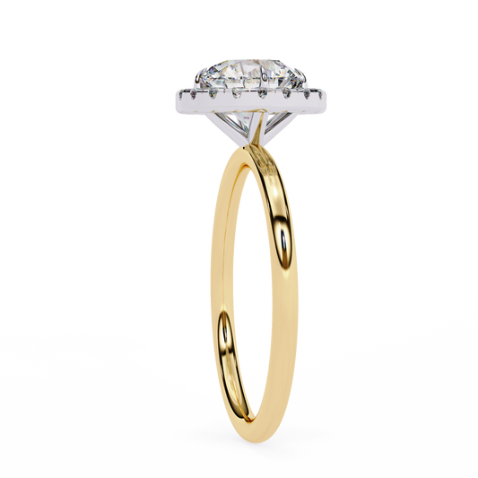 Round Halo Moissanite Engagement Ring with Pavé Accent Diamonds – Timeless Round Cut Sparkle | Finora Jewelry