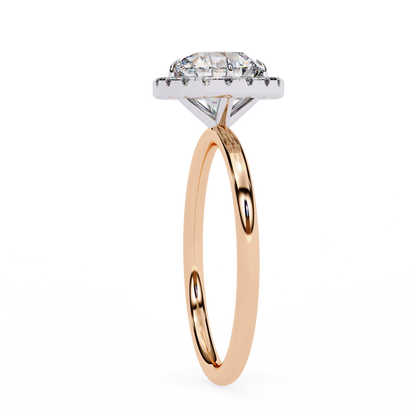 Round Halo Moissanite Engagement Ring with Pavé Accent Diamonds – Timeless Round Cut Sparkle | Finora Jewelry
