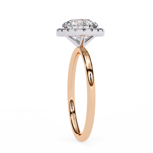 Round Halo Moissanite Engagement Ring with Pavé Accent Diamonds – Timeless Round Cut Sparkle | Finora Jewelry