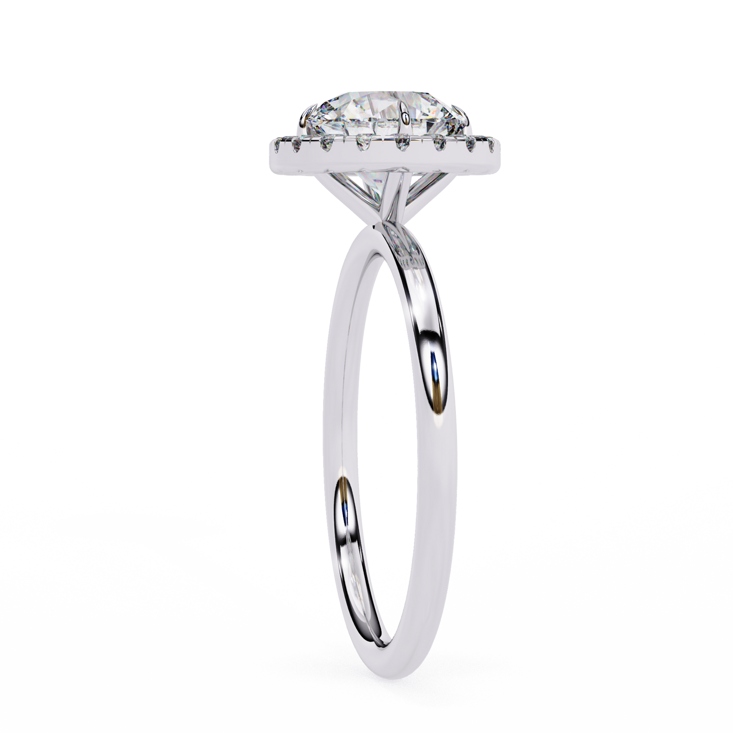 round halo moissanite engagement ring with pavé accent diamonds – timeless round cut sparkle | finora jewelry
