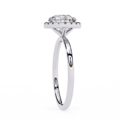 Round Halo Moissanite Engagement Ring with Pavé Accent Diamonds – Timeless Round Cut Sparkle | Finora Jewelry