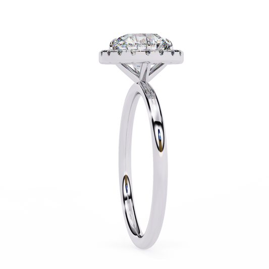 Round Halo Moissanite Engagement Ring with Pavé Accent Diamonds – Timeless Round Cut Sparkle | Finora Jewelry