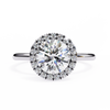 Round Halo Moissanite Engagement Ring with Pavé Accent Diamonds – Timeless Round Cut Sparkle | Finora Jewelry