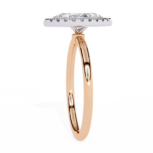 Marquise Cut Moissanite Halo Engagement Ring – 925 Silver / 10K / 14K / Platinum / White / Yellow / Rose Gold – Finora Jewelry